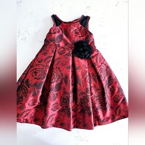 Pippa & Julie Red and Black Rose Print Dress